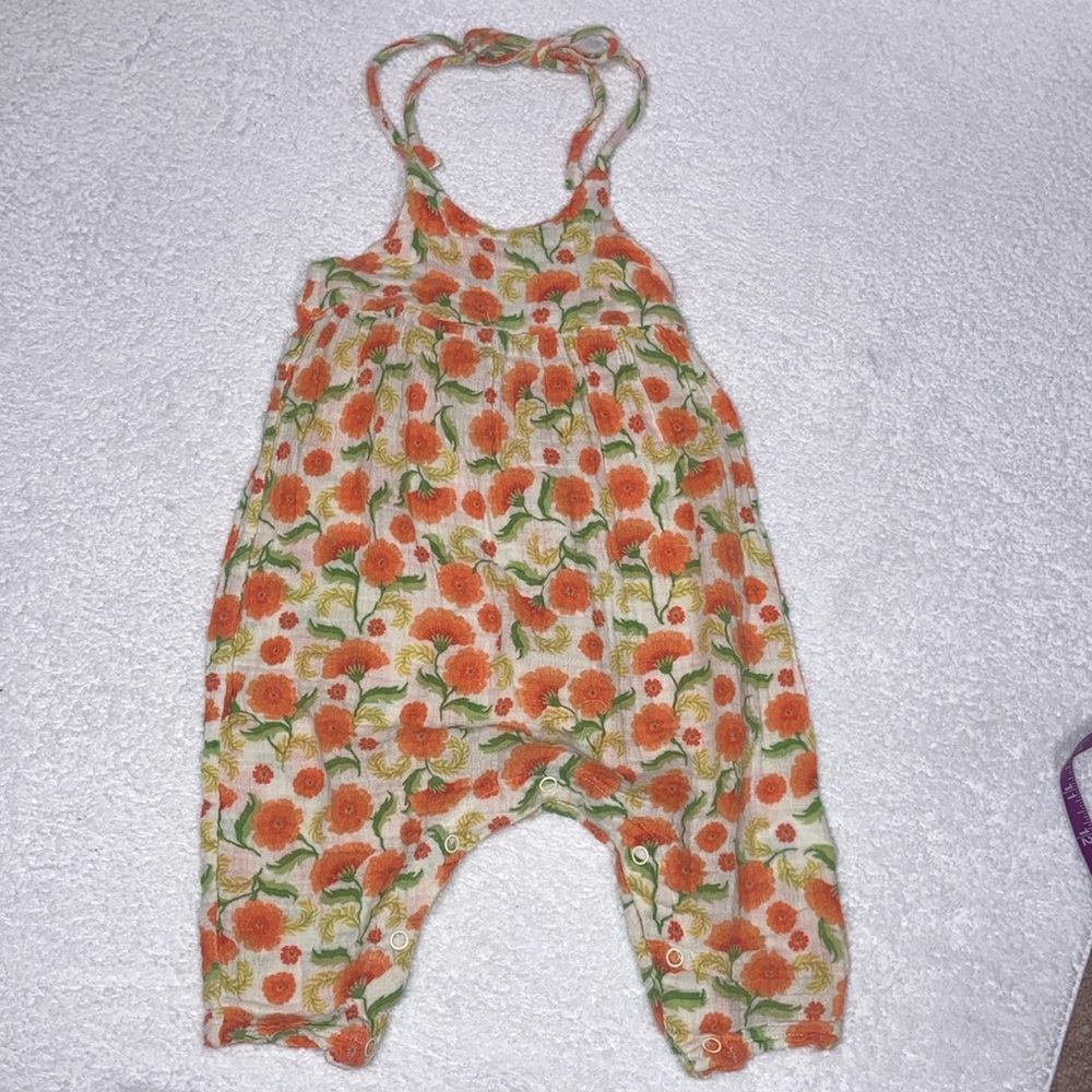 Angel Dear Poppies Muslin Romper halter style 12/18m